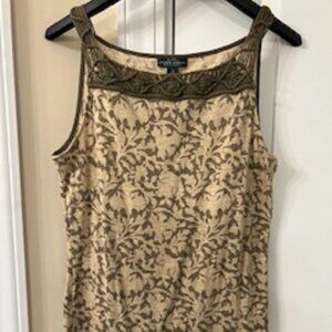 Women's Top Ralph Lauren Size M Green Sleeveless 100% Cotton Made in Jordon